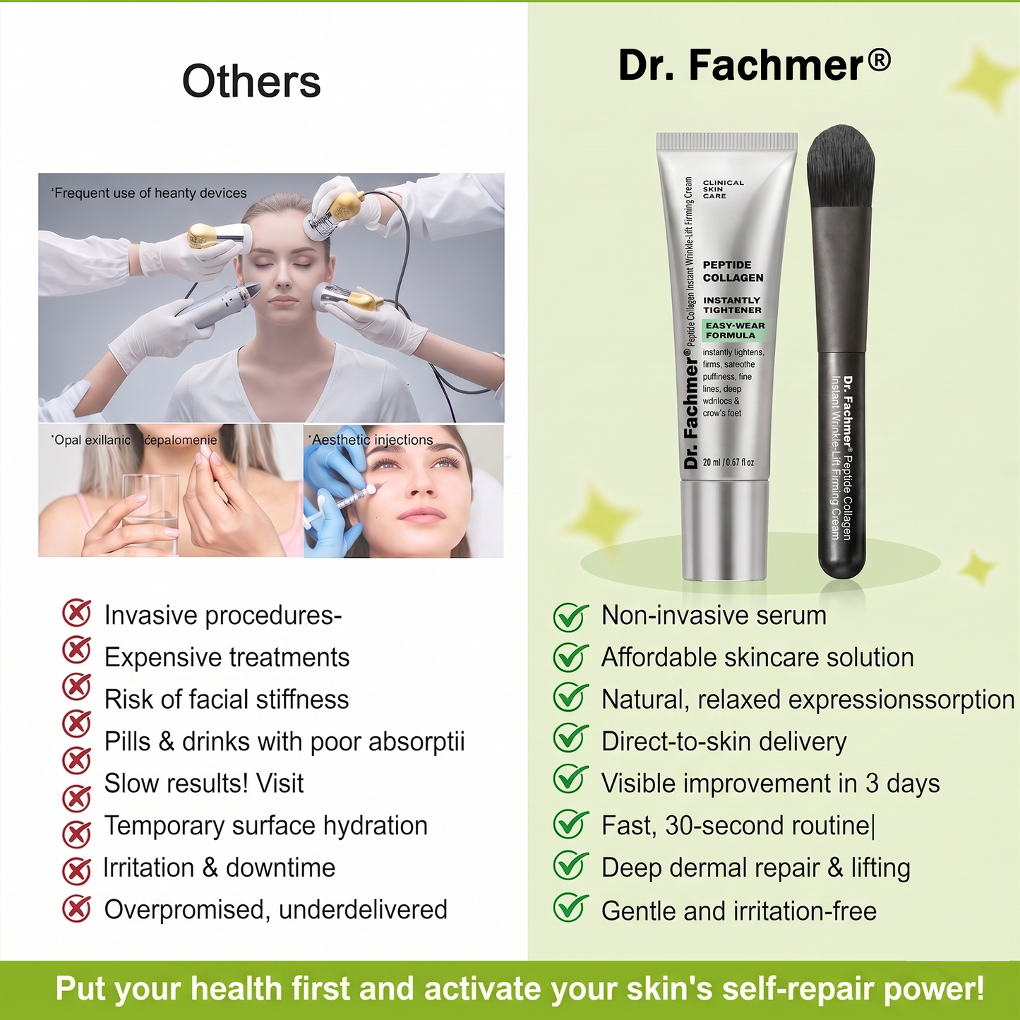 Dr. Fachmer®👀Peptide Collagen INSTANT TIGHTENING + PEPTIDE FIRMING CARE, Instantly smooths puffiness and lines while supporting firmer skin with continued use