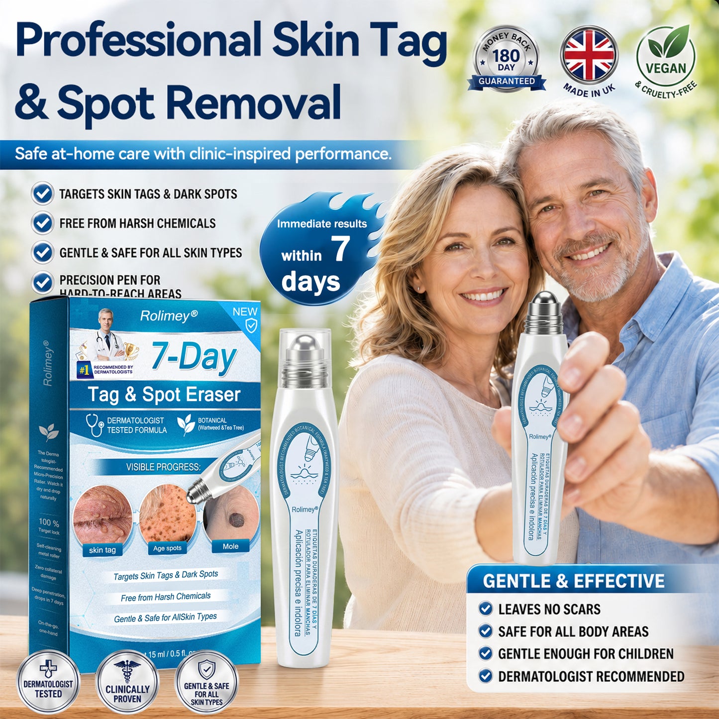 ✍️Official Brand Store | Rolimey® 🖊️ 7-Day Tag & Spot Eraser (Zero Pain, Zero Scars Rollerball) 🌱