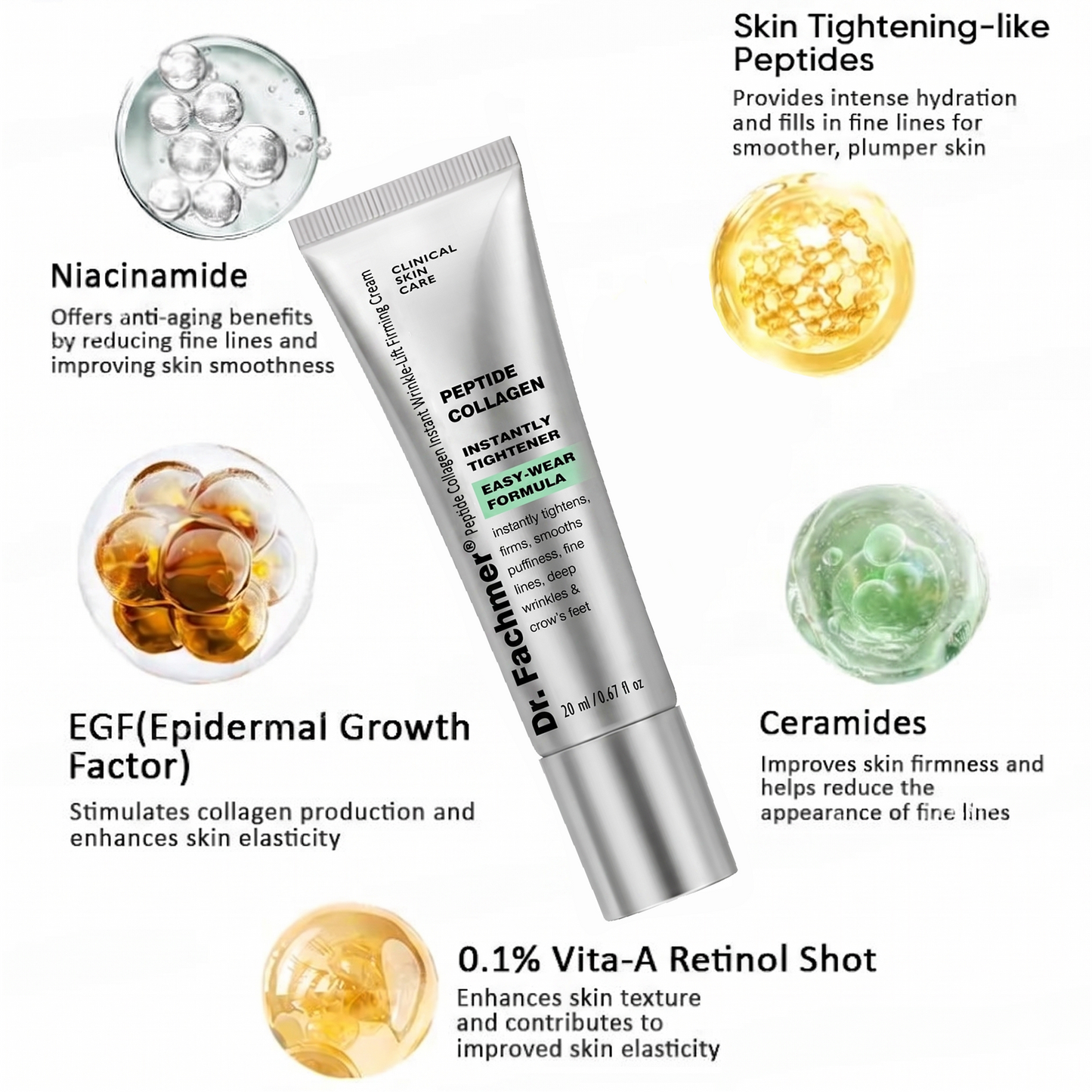 Dr. Fachmer®👀Peptide Collagen INSTANT TIGHTENING + PEPTIDE FIRMING CARE, Instantly smooths puffiness and lines while supporting firmer skin with continued use