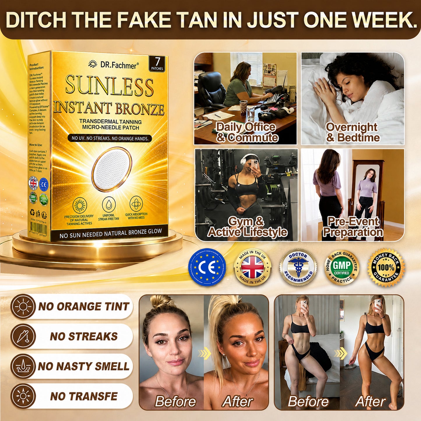 DR.Fachmer® 𝐒𝐮𝐧𝐥𝐞𝐬𝐬 𝐈𝐧𝐬𝐭𝐚𝐧𝐭 𝐁𝐫𝐨𝐧𝐳𝐞 𝐓𝐚𝐧𝐧𝐢𝐧𝐠 𝐌𝐢𝐜𝐫𝐨𝐧𝐞𝐞𝐝𝐥𝐞 𝐏𝐚𝐭𝐜𝐡 🔆