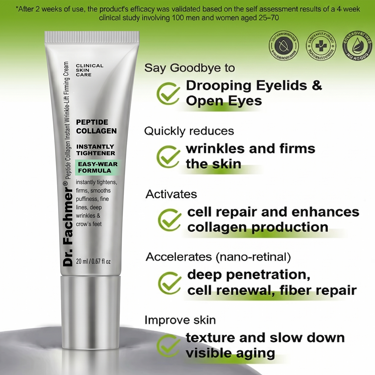Dr. Fachmer®👀Peptide Collagen INSTANT TIGHTENING + PEPTIDE FIRMING CARE, Instantly smooths puffiness and lines while supporting firmer skin with continued use