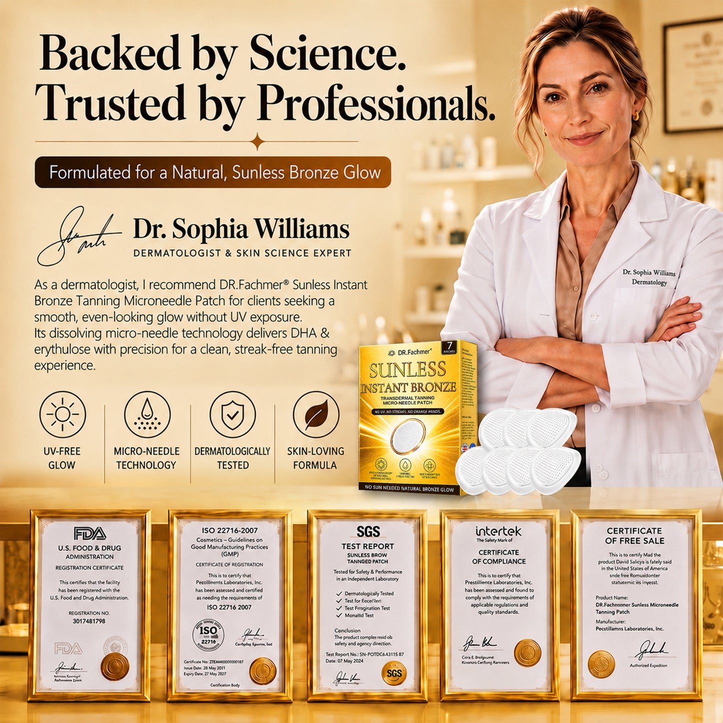 DR.Fachmer® 𝐒𝐮𝐧𝐥𝐞𝐬𝐬 𝐈𝐧𝐬𝐭𝐚𝐧𝐭 𝐁𝐫𝐨𝐧𝐳𝐞 𝐓𝐚𝐧𝐧𝐢𝐧𝐠 𝐌𝐢𝐜𝐫𝐨𝐧𝐞𝐞𝐝𝐥𝐞 𝐏𝐚𝐭𝐜𝐡 🔆